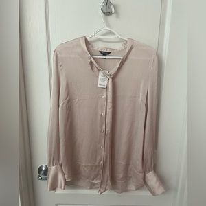 Pink RW&Co. Light Pink Tie Blouse